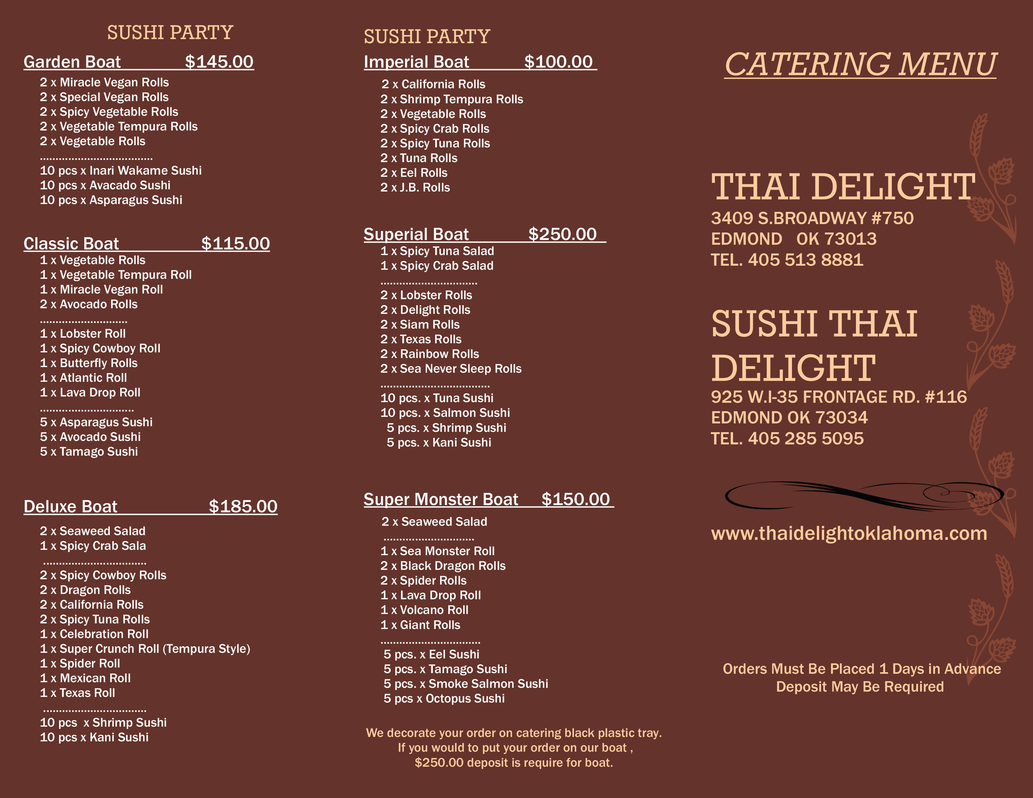 Catering Menu P1 - Thai Delight Broadway Location (Edmond)